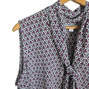 So Pretty!! BAR III Patterned Sleeveless Blouse with Necktie Detail, 2X